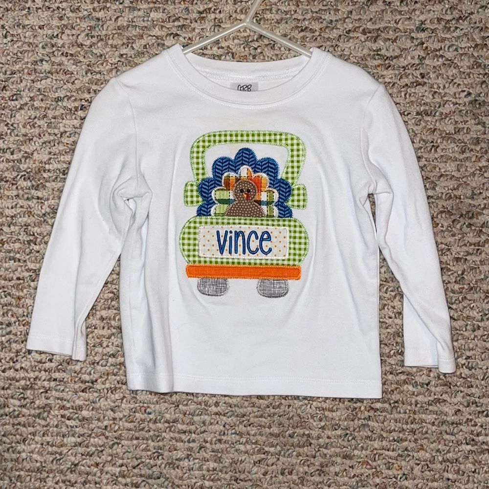 Monogrammed Thanksgiving shirt with Vince
